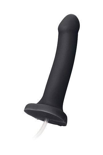 Чёрный фаллос с имитацией эякуляции Strap-on-me Silicon Cum Dildo L 6013267 (19,6 см)