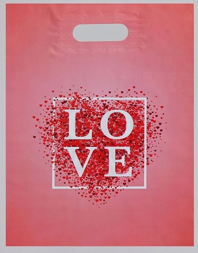 Розовый полиэтиленовый пакет Сима-Ленд «Love» 4668418 (31×40 см)