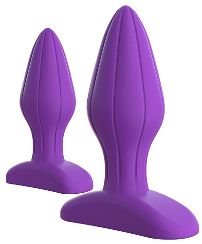 Набор из 2 фиолетовых анальных пробок с рельефом Pipedream Her Designer Love Plug Set PD4955-12