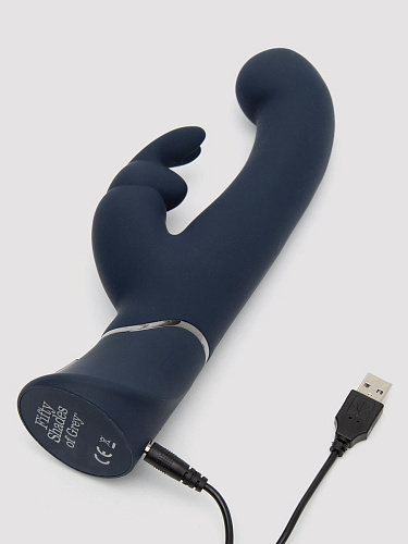 Темно-синий вибратор-кролик Fifty Shades of Grey Greedy Girl Real-Feel Rabbit Vibrator FS-80006 (25,4 см)