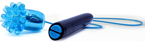 Голубое рельефное виброяйцо Blush Novelties Jumbo Rumblers Typhoon BL-81502