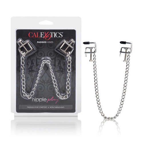 Серебристые зажимы на соски California Exotic Novelties Padded Vises SE-2593-10-2