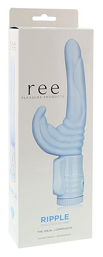 Голубой вибратор с клиторальным отростком Ree RIPPLE BLUE 350014 (17 см)