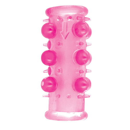 Эластичная насадка розового цвета с бусинками Pipedream Silicone LPearl Pleasure Sleeve PD2217-11