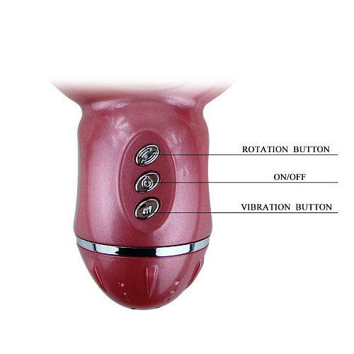 Имитатор орального секса розового цвета с анальным хвостом и вагинальной насадкой Baile Rolling Fun II BI-014100-1