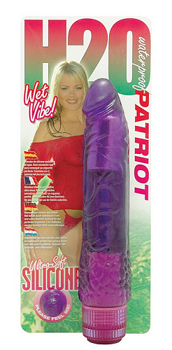 Фиолетовый водонепроницаемый вибромассажёр Seven Creations H2O PATRIOT WATERPROOF VIBRATOR 2K792PU-BCD (19 см)