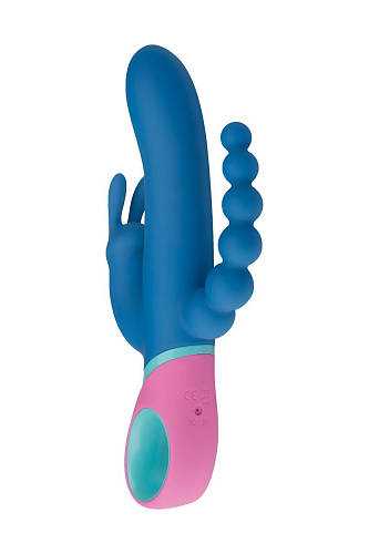 Синий вибратор с 2 дополнительными отростками EDC Vice PMV20-5 (23 см)