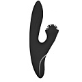 Чёрный вибратор с клиторальным стимулятором-колёсиком Shots Media BV BOOM Cyclone BOOM013BLK (23 см)