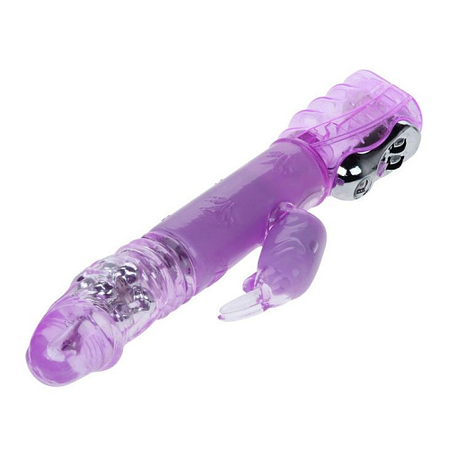 Фиолетовый вибромассажёр со стимулятором клитора и вращающейся головкой Baile BW-020535R-0603 (29 см)