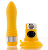 Жёлтый водонепроницаемый вибратор на присоске со сменной панелью управления Sexus Funny Five 931009-8 (19 см)