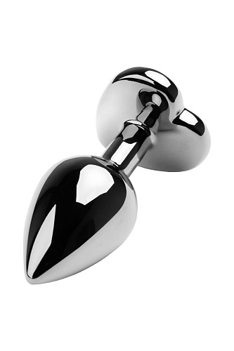 Серебристая коническая анальная пробка с красным кристаллом-сердечком ToyFa 717013-9 (7 см)