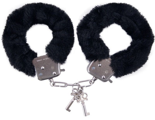 Наручники с чёрной опушкой ToyFa 951031