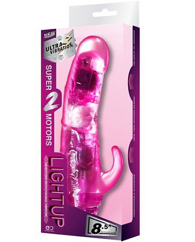 Розовый вибратор с подсветкой и 2 моторами NMC LIGHT UP 111760 (17 см)