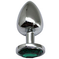 Серебристая анальная пробка с изумрудным кристаллом Eroticon P3402M-05 (9 см)