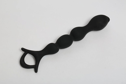 Чёрный силиконовый анальный стимулятор с ограничителем 4sexdreaM 47479 (16 см)