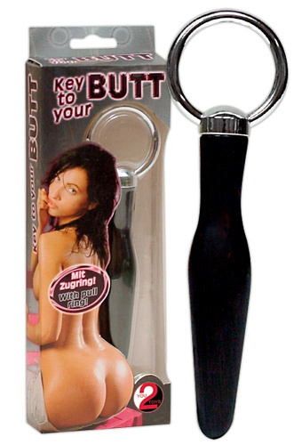 Анальный массажёр с серебристым кольцом и чёрной ручкой Orion 0514888 (10,5 см)