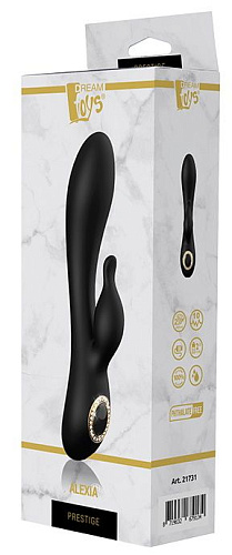 Чёрный вибратор-кролик Dream Toys ALEXIA 21731 (20 см)