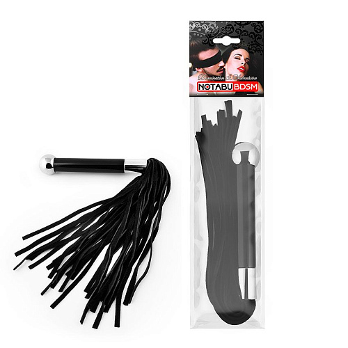 Чёрная многохвостая плётка с круглой ручкой с шариком на конце Bior toys NTB-80518 (39 см)