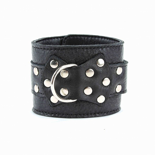 Чёрные кожаные оковы с клёпками БДСМ арсенал 56003ars