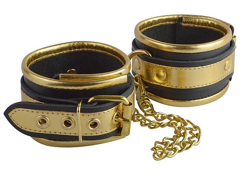 Чёрно-золотистые поножи из кожи Sitabella 3069-18