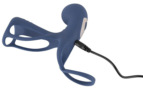 Синяя вибронасадка на пенис Orion Vibrating Cock Sleeve with Ball Ring 05948650000