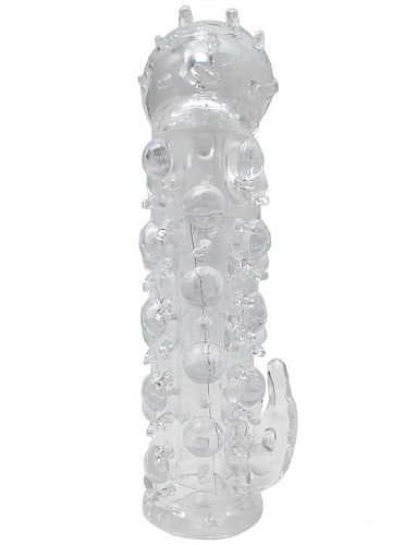 Прозрачная насадка с шипиками и хвостом Eroticon 30270 (11 см)