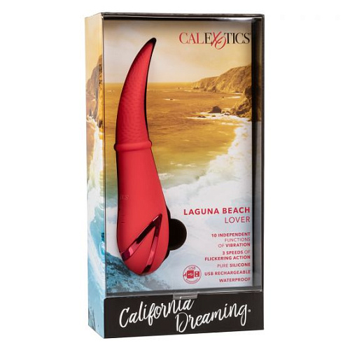 Красный вибромассажёр с функцией «мерцающий язычок» California Exotic Novelties Laguna Beach Lover SE-4349-50-3 (20,25 см)
