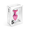 Розовый анальный плаг с 2 заменяемыми кристаллами DIOGOL Anni Magnet T1 pink Cristal/black 9020060054 (6 см)