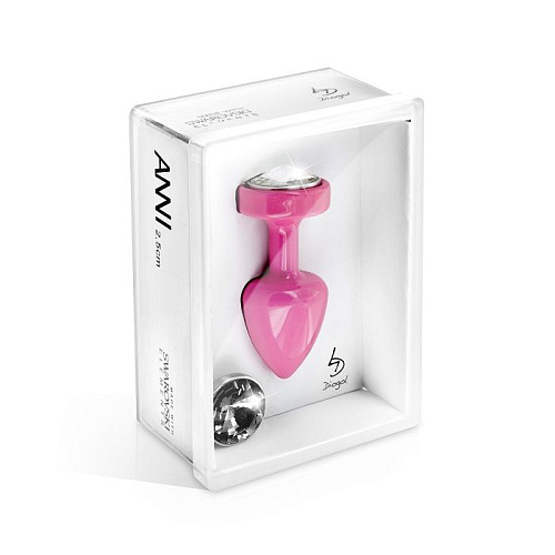 Розовый анальный плаг с 2 заменяемыми кристаллами DIOGOL Anni Magnet T1 pink Cristal/black 9020060054 (6 см)