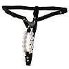 Чёрные трусики с белыми стимулирующими бусинами California Exotic Novelties Lovers Thong with Pleasure Pearls SE-0060-35-3