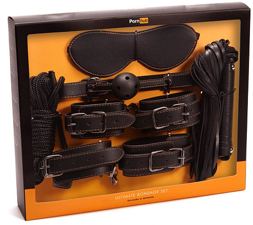 Чёрный набор для подневолья Pornhub Ultimate Bondage 94885
