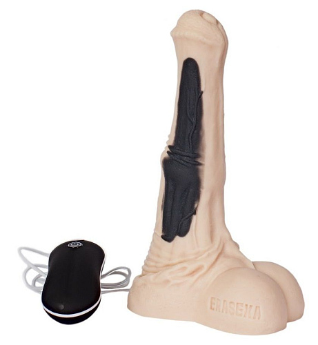 Бежевый малый фаллос жеребца с вибрацией Erasexa «Коди» zoo47