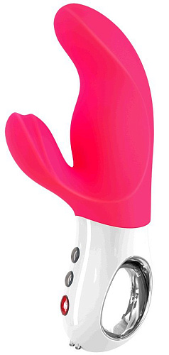 Ярко-розовый вибратор с клиторальным отростком Fun Factory MiSS Bi 1201036 (17 см)