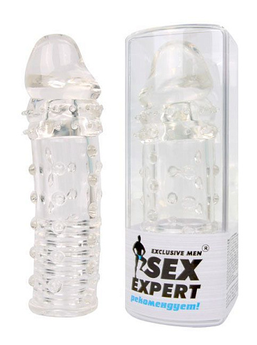 Закрытая прозрачная насадка-фаллос Bior toys SEM-55121 (15 см)