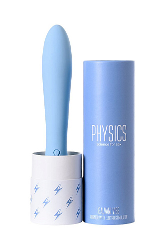 Голубой силиконовый вибратор с электростимуляцией ToyFa GALVANI VIBE 796002 (21 см)