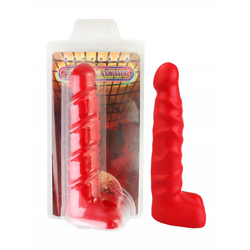 Красный анальный стимулятор с мошонкой Сумерки богов 4052-22 BX DD (14 см)