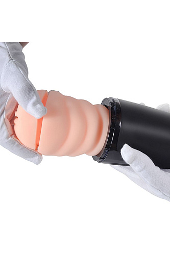 Мастурбатор-вагина чёрного цвета в тубе с вибрацией Xise XS-MA70009