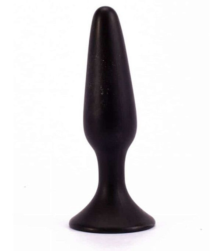 Чёрная анальная пробка с ограничительным основанием Lovetoy LURE ME Silicone Anal Plug BK18black (12,1 см)
