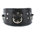 Чёрный кожаный ошейник для эротических игр БДСМ арсенал 55025