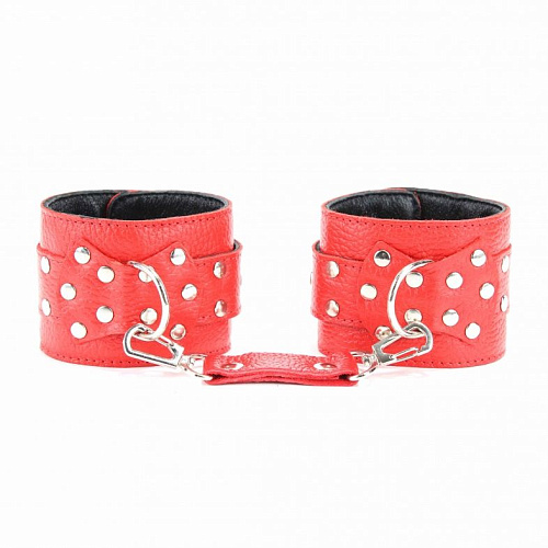 Красные кожаные наручи БДСМ арсенал 51014