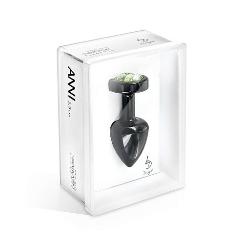 Чёрный анальный плаг с зелёным кристаллом DIOGOL ANNI R Clover Black Green 8120010059 (6 см)