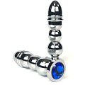 Серебристая анальная пробка-ёлочка с синим кристаллом Vandersex 159-MAT17 (14,5 см)
