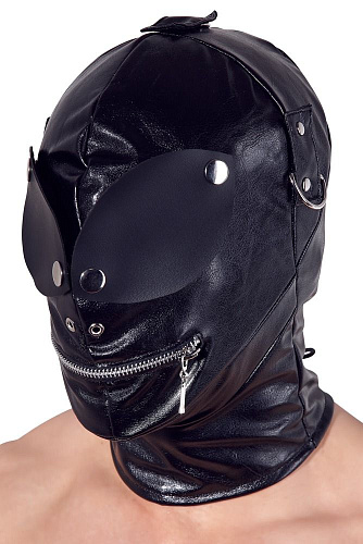 Чёрная маска на голову с отверстиями для глаз и рта Orion Imitation Leather Mask 24914191001