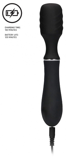Чёрный универсальный вибратор с электростимуляцией Shots Media BV Electro Vibrating Wand ELC018BLK