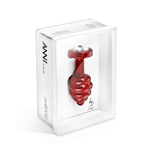 Красный анальный плаг с винтовым рельефом DIOGOL ANNI Ano red plated T2 8120010035 (7,5 см)