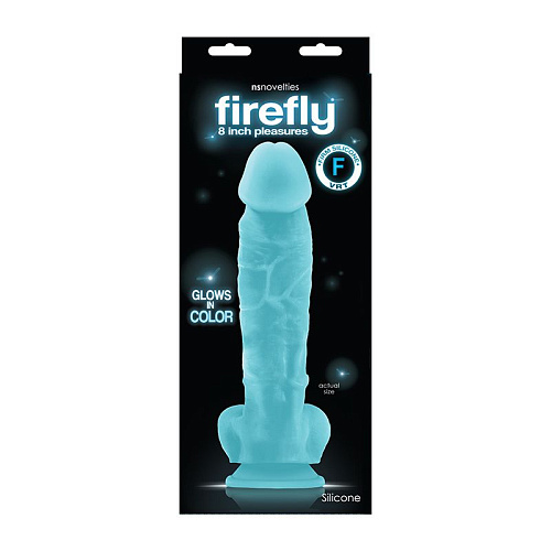 Голубой фаллоимитатор, светящийся в темноте NS Novelties Firefly 8 Pleasure Dildo NSN-0485-27 (23,6 см)