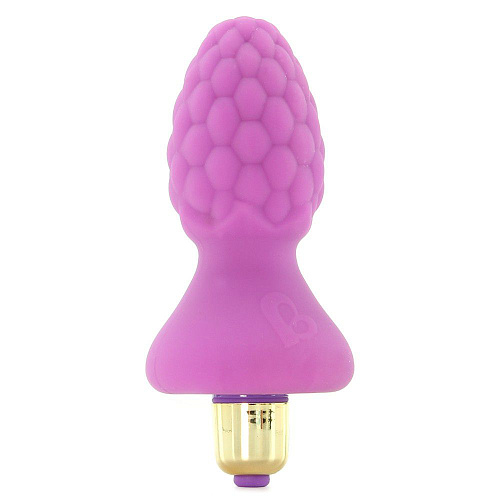 Анальная розовая пробка с вибрацией Rocks-Off Assberries Raspberry E21809 (10 см)