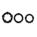 Набор из 3 чёрных эрекционных колец Blush Novelties Stay Hard Beaded Cockrings BL-00015