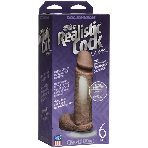 Бежевый фаллоимитатор-мулат Doc Johnson The Realistic Cock ULTRASKYN 6” 0276-05-BX (19,8 см)