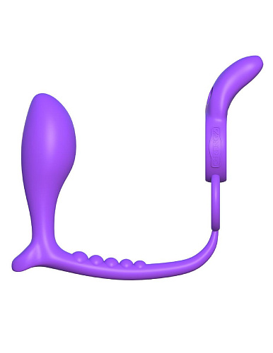 Фиолетовое эрекционное кольцо с анальным стимулятором Pipedream Ass-Gasm Vibrating Rabbit PD5803-12
